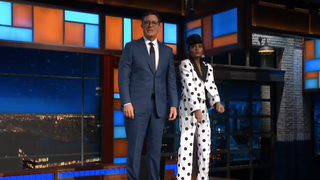 Janelle Monáe and Stephen Colbert remember partying with the Obamas, dance on the <i>Late Show</i> desk<em></em>